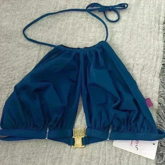 NWT- L'AGENT by Agent Provocateur Taniia Halter Swimsuit Top Sz XS -Blue - Picture 12 of 14